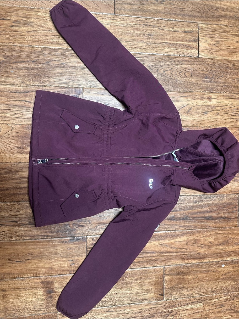 DKNY Girls' Maroon Hooded Jacket